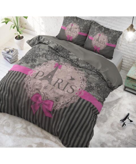 Σετ Παπλωματοθήκη υπέρδιπλη 240×220 I LOVE PARIS PINK
