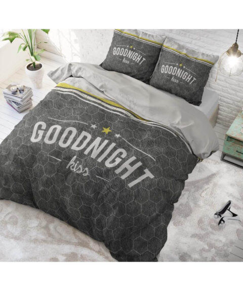 Σετ Παπλωματοθήκη υπέρδιπλη 240×220 GOODNIGHT KISS ANTHRACITE